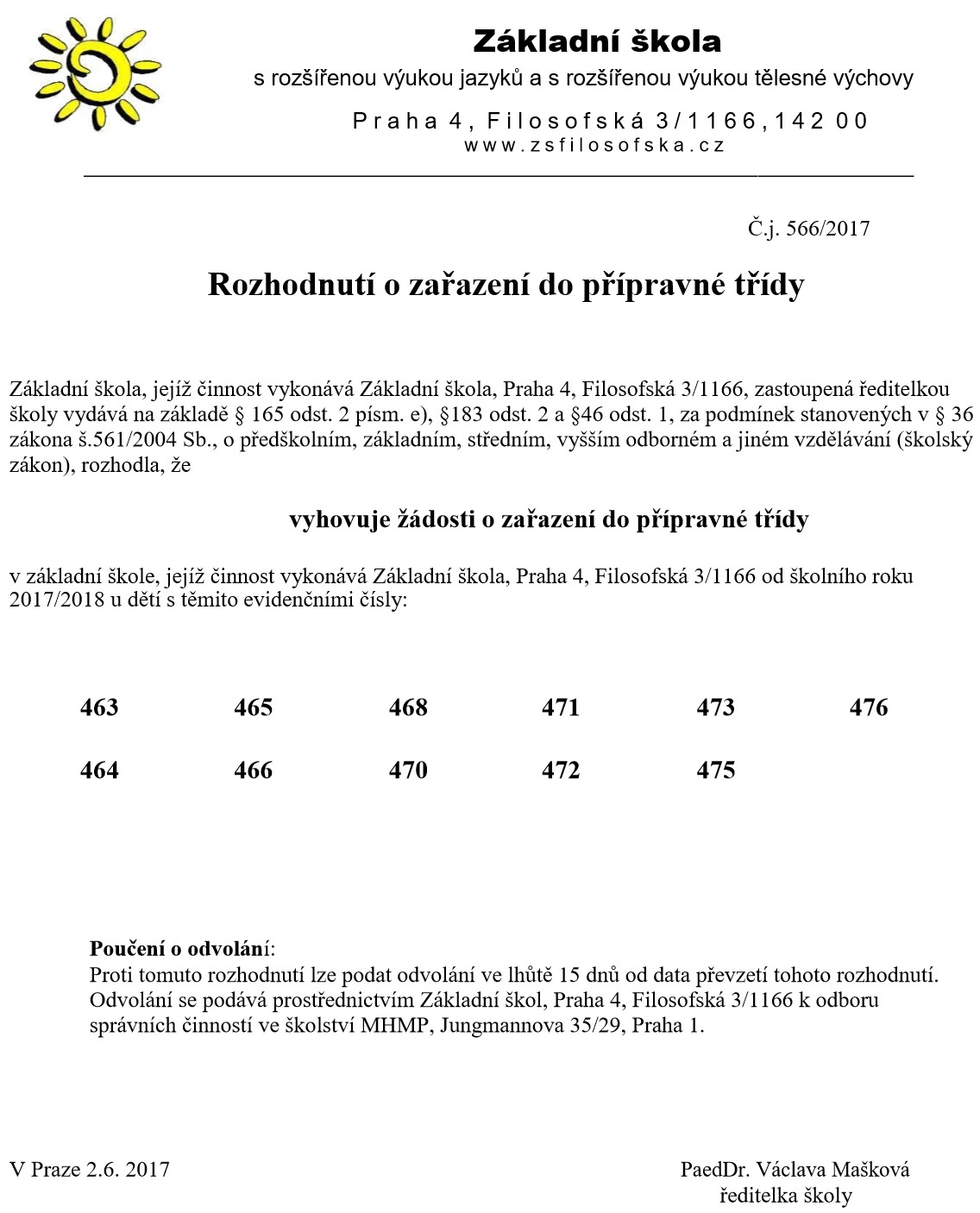 rozhodnuti o zarazeni do pripravne tridy2 2017